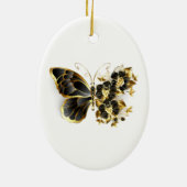 Goldener Schmetterling mit schwarzem Orchid Keramik Ornament (Hinten)