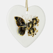 Goldener Schmetterling mit schwarzem Orchid Keramik Ornament (Rechts)