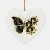 Goldener Schmetterling mit schwarzem Orchid Keramik Ornament (Hinten)