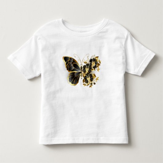 Goldener Schmetterling mit schwarzem Orchid Kleinkind T-shirt (Vorderseite)
