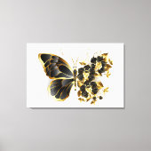 Goldener Schmetterling mit schwarzem Orchid Leinwanddruck (Vorderseite)