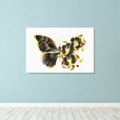Goldener Schmetterling mit schwarzem Orchid Leinwanddruck (Insitu (Holzboden))