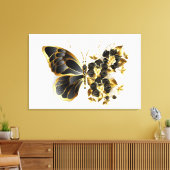 Goldener Schmetterling mit schwarzem Orchid Leinwanddruck (Insitu (Wohnzimmer))
