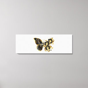 Goldener Schmetterling mit schwarzem Orchid Leinwanddruck