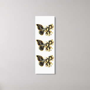 Goldener Schmetterling mit schwarzem Orchid Leinwanddruck