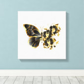 Goldener Schmetterling mit schwarzem Orchid Leinwanddruck (Insitu (Holzboden))