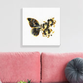 Goldener Schmetterling mit schwarzem Orchid Leinwanddruck (Insitu (Wohnzimmer))