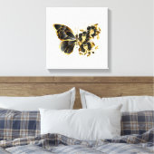 Goldener Schmetterling mit schwarzem Orchid Leinwanddruck (Insitu (Schlafzimmer))