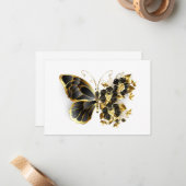 Goldener Schmetterling mit schwarzem Orchid Mitteilungskarte (Vorderseite/Rückseite Beispiel)