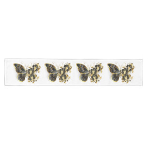 Goldener Schmetterling mit schwarzem Orchid Mittelgroßer Tischläufer