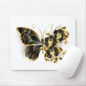 Goldener Schmetterling mit schwarzem Orchid Mousepad (Mit Mouse)