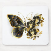 Goldener Schmetterling mit schwarzem Orchid Mousepad (Vorne)