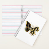 Goldener Schmetterling mit schwarzem Orchid Notizblock (Innen)