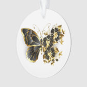 Goldener Schmetterling mit schwarzem Orchid Ornament (Vorderseite)