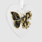 Goldener Schmetterling mit schwarzem Orchid Ornament (Vorderseite)