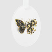 Goldener Schmetterling mit schwarzem Orchid Ornament (Vorderseite)