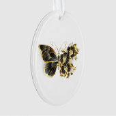 Goldener Schmetterling mit schwarzem Orchid Ornament (Vorderseite)