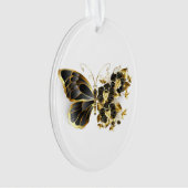 Goldener Schmetterling mit schwarzem Orchid Ornament (Vorderseite)