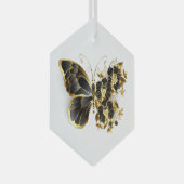 Goldener Schmetterling mit schwarzem Orchid Ornament Aus Glas (Vorderseite Rechts)