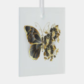 Goldener Schmetterling mit schwarzem Orchid Ornament Aus Glas (Vorderseite Rechts)