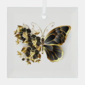 Goldener Schmetterling mit schwarzem Orchid Ornament Aus Glas (Rückseite)