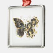 Goldener Schmetterling mit schwarzem Orchid Ornament Aus Metall (Links)