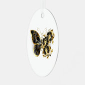 Goldener Schmetterling mit schwarzem Orchid Ornament Aus Metall (Vorderseite links)
