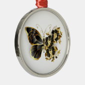 Goldener Schmetterling mit schwarzem Orchid Ornament Aus Metall (Rechts)