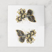 Goldener Schmetterling mit schwarzem Orchid Platzkarte (Außenseite Aufgefaltet)