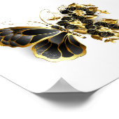 Goldener Schmetterling mit schwarzem Orchid Poster (Ecke)