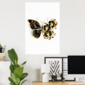 Goldener Schmetterling mit schwarzem Orchid Poster (Heimbüro)