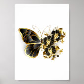 Goldener Schmetterling mit schwarzem Orchid Poster (Vorne)