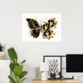 Goldener Schmetterling mit schwarzem Orchid Poster (Heimbüro)