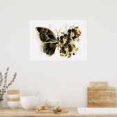 Goldener Schmetterling mit schwarzem Orchid Poster (Küche)