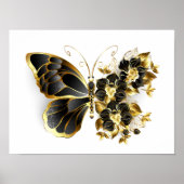 Goldener Schmetterling mit schwarzem Orchid Poster (Vorne)