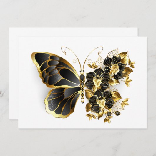 Goldener Schmetterling mit schwarzem Orchid Programm (Vorne/Hinten)
