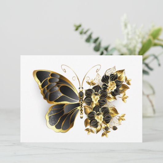 Goldener Schmetterling mit schwarzem Orchid Programm (Stehend Vorderseite)