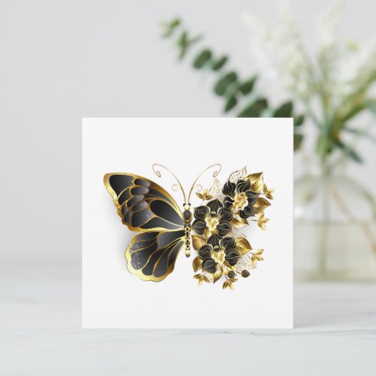 Goldener Schmetterling mit schwarzem Orchid Programm (Stehend Vorderseite)