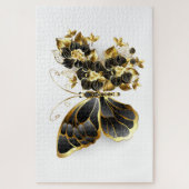 Goldener Schmetterling mit schwarzem Orchid Puzzle (Vertikal)