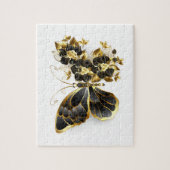 Goldener Schmetterling mit schwarzem Orchid Puzzle (Vertikal)