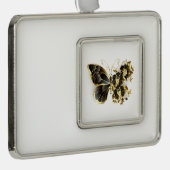 Goldener Schmetterling mit schwarzem Orchid Rahmen-Ornament Silber (Rechts)