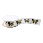 Goldener Schmetterling mit schwarzem Orchid Satinband (Spule)