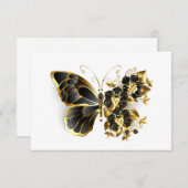 Goldener Schmetterling mit schwarzem Orchid Save The Date (Vorne/Hinten)