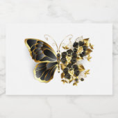 Goldener Schmetterling mit schwarzem Orchid Schaumweinetikett (Einzelnes Label)