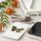 Goldener Schmetterling mit schwarzem Orchid Schlüsselanhänger (Vorderseite rechts)