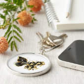 Goldener Schmetterling mit schwarzem Orchid Schlüsselanhänger (Seite)