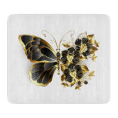 Goldener Schmetterling mit schwarzem Orchid Schneidebrett (Vorderseite)