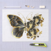 Goldener Schmetterling mit schwarzem Orchid Seidenpapier (Handwerk)