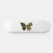 Goldener Schmetterling mit schwarzem Orchid Skateboard (Horizontal)