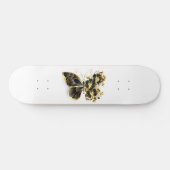 Goldener Schmetterling mit schwarzem Orchid Skateboard (Horizontal)